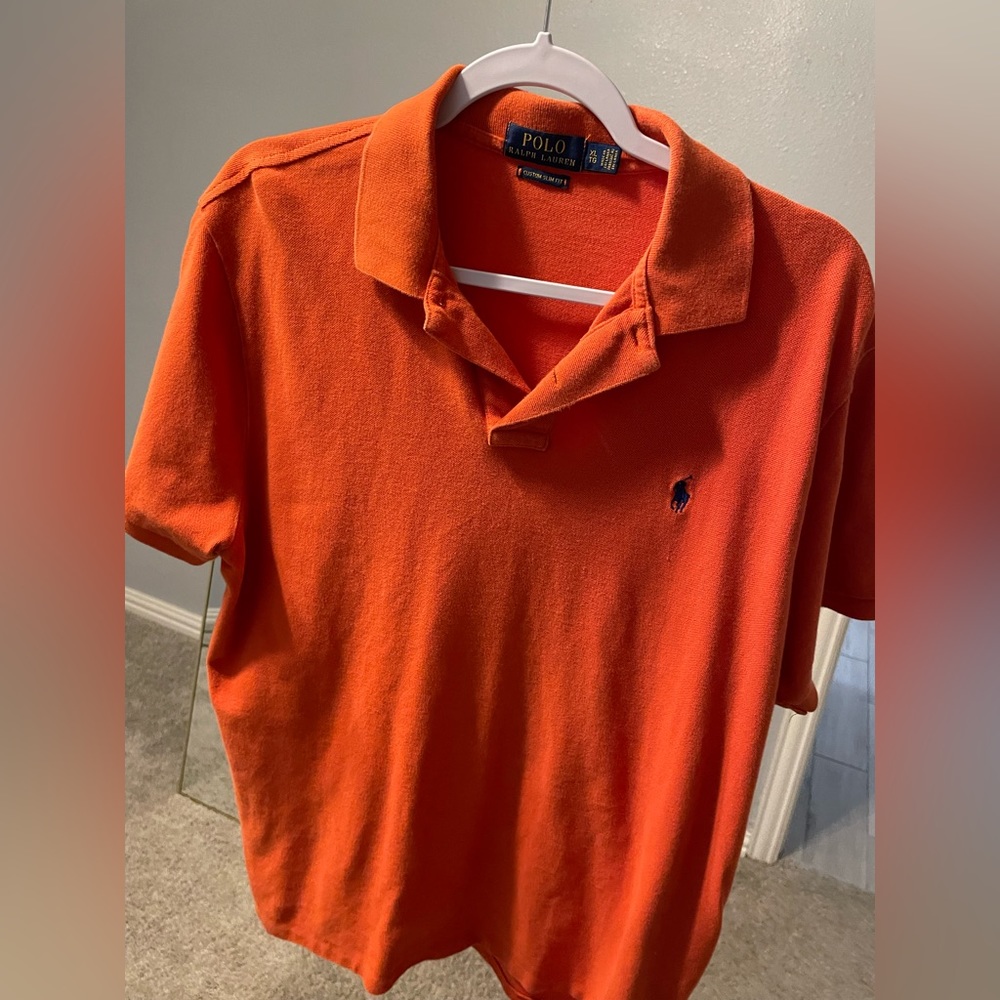 Polo Ralph Lauren Men’s XL/extra large custom slim fit orange collar polo shirt